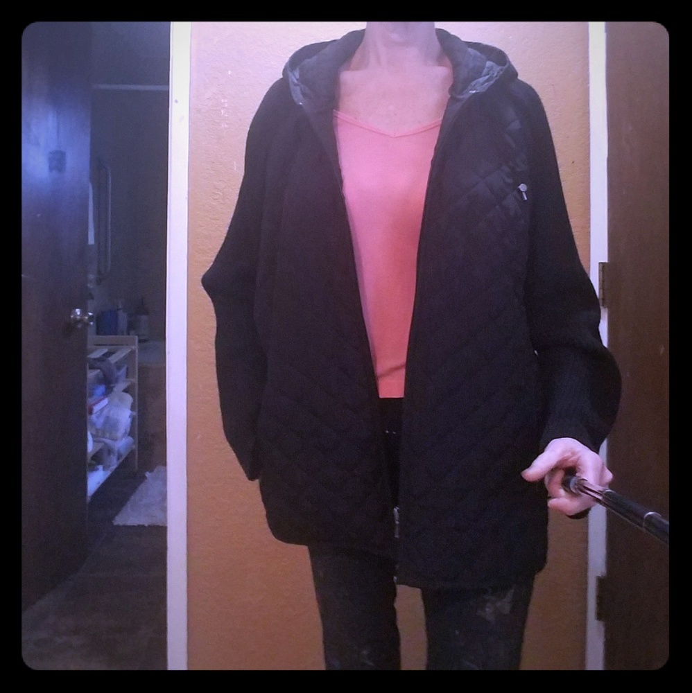 Denim & Co. Black Puffy Hooded Jacket